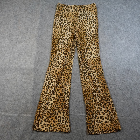 Spell Pants Womens Small Animal Print Vintage Leopard Samantha Bias Flare - Picture 10 of 11